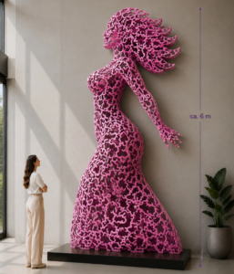 Pink Frau als Skulptur